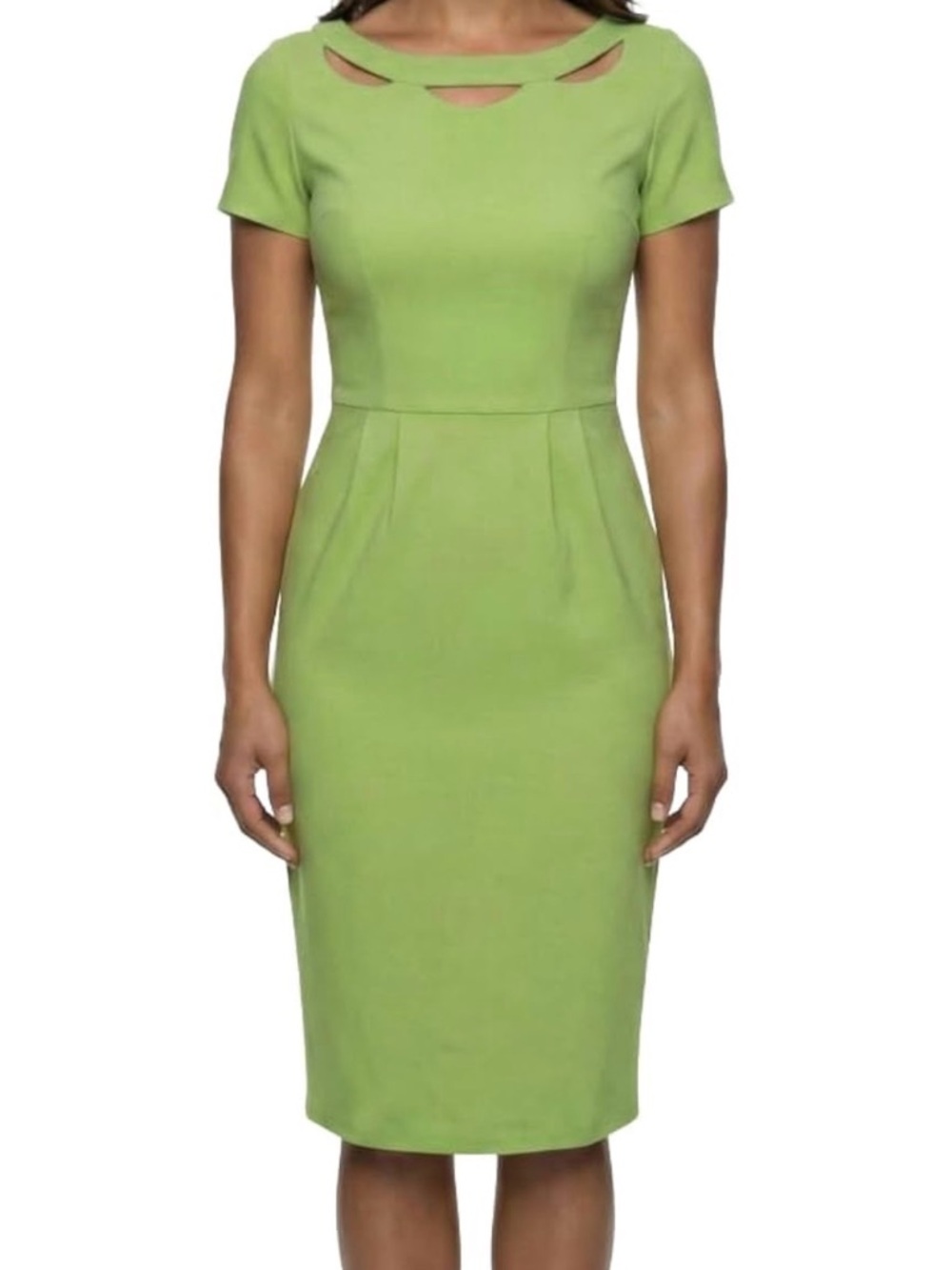 Tatyana Lime Green Cutout Midi Sheath Dress